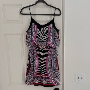 Express Black and Pink Patterned Mini Dress size M